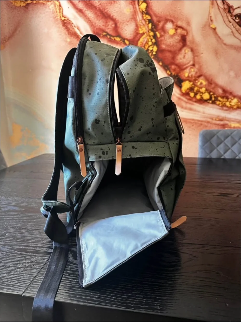 Petunia Pickle Bottom Olive Green Ink Blot 2-in-1 Provisions Diaper Bag